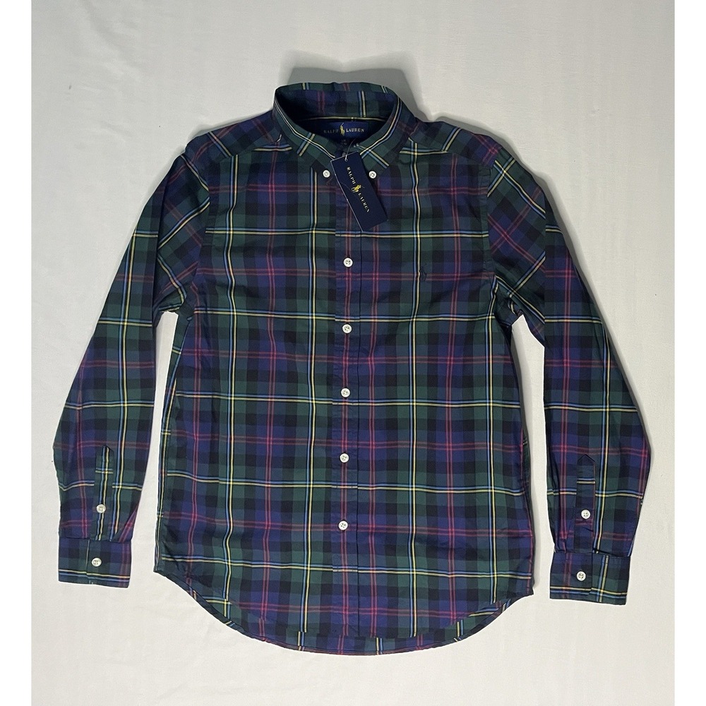 NWT Polo Ralph Lauren Oxford Shirt Kid's Large 14-16 Plaid Long Sleeve Button Up